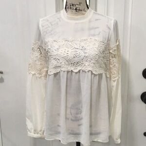 🆕 EXPRESS Crocheted Long Sleeves Flowy Blouse